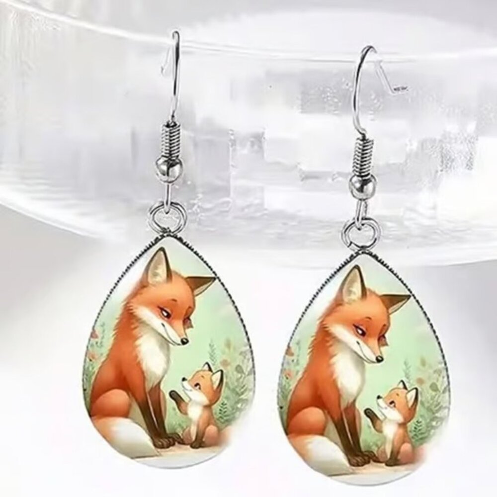 Silver FOX Dangle Earrings